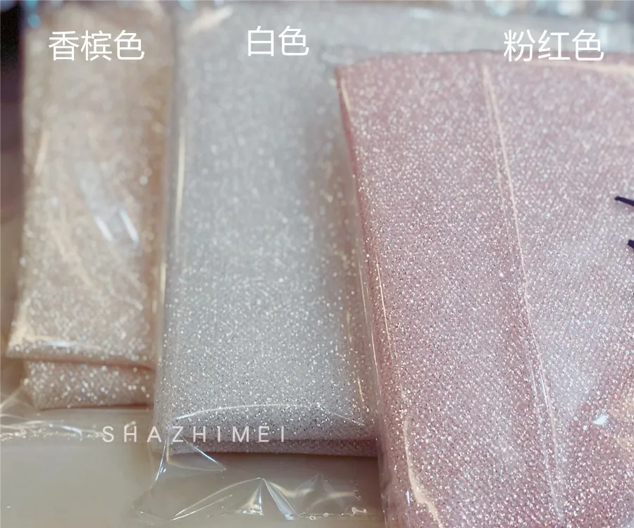 Champagne Pink Glitter Mesh Special Density Seersucker Hot Drilling Gold-Jet Gilding Draping Fabric for Wedding Dress Fabric