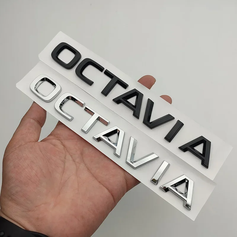 3d ABS Chrome Logo OCTAVIA Emblem Letters Car Trunk Badge For Skoda VRS RS Octavia 1 2 3 4 MK2 MK3 MK4 A5 A7 Sticker Accessories