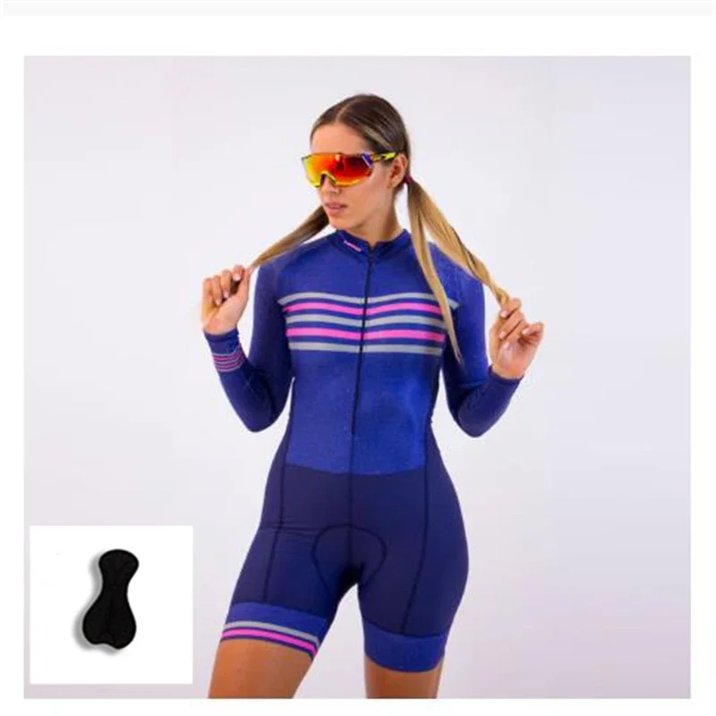 Womens New Professional Long Sleeve Breathable Triathlon Cycling Bodysuit Roupa Ciclismo One Piece, Womens Jumpsuit Sweatshirt