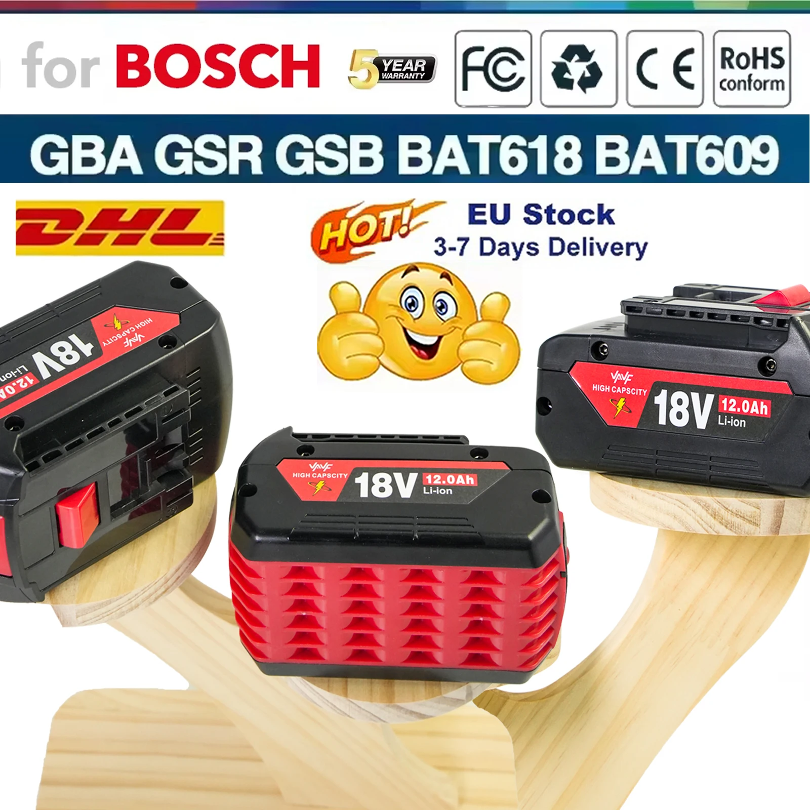 لبطارية بوش الأصلية الجديدة 18 فولت 12.0 أمبير في الساعة لبطارية بوش ، بطارية أداة ليثيوم أيون قابلة لإعادة الشحن BAT609 BAT609G قابلة للاستبدال 🌶️