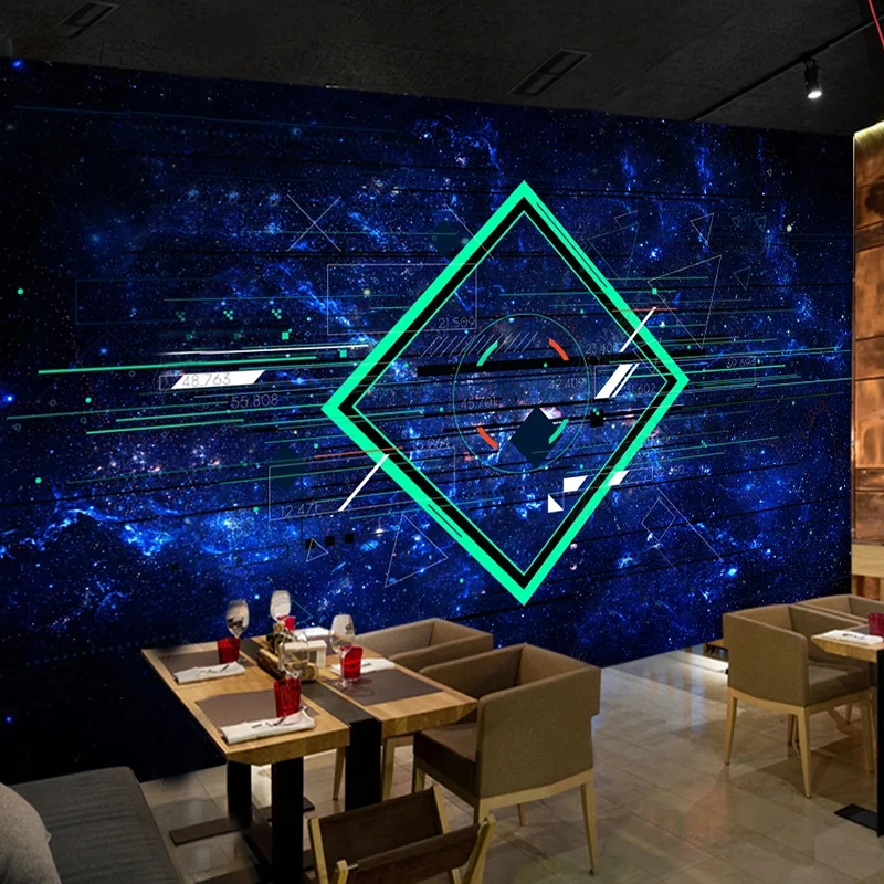 

Custom Wallpaper Modern Science Fiction Creative Star Line Mural Restaurant Cafe KTV Bar Background Wall Decor Papel De Parede