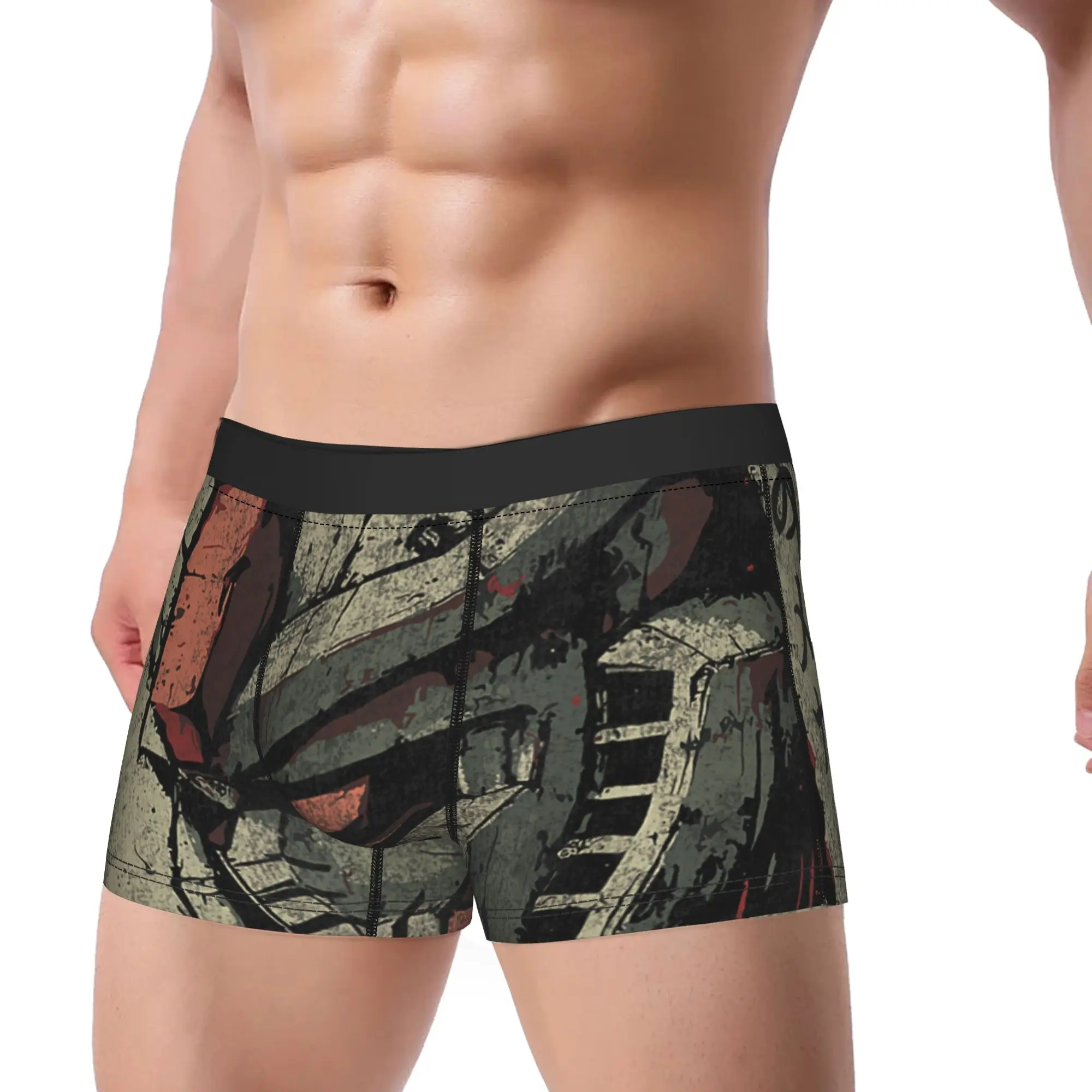 Vintage Mecha Robot Japanese Anime Style Retro Underpants Homme Panties Men's Underwear Shorts Boxer Briefs