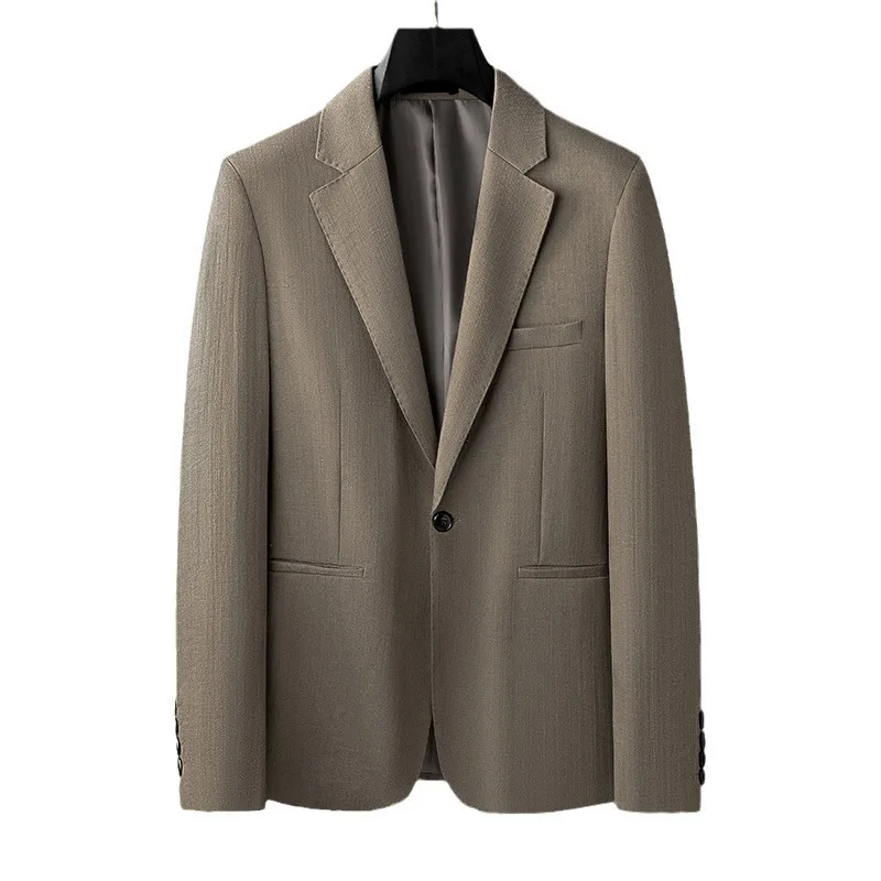 بدلة نابولي بريطانية للرجال للربيع والخريف، بدون بيرم، لون خالص، زفاف، أعمال، عمل، متعددة الاستخدامات، بسيطة، بدلة راقية