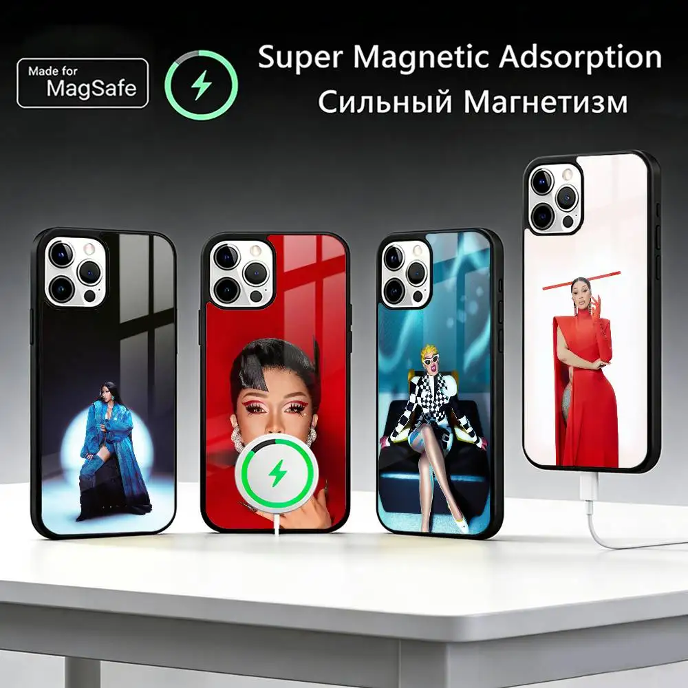 

Singer C-Cardi-B Phone Case For iPhone17,16,15,14,13,12,11 Plus,Pro Max, New Magnetic Wireless Charging