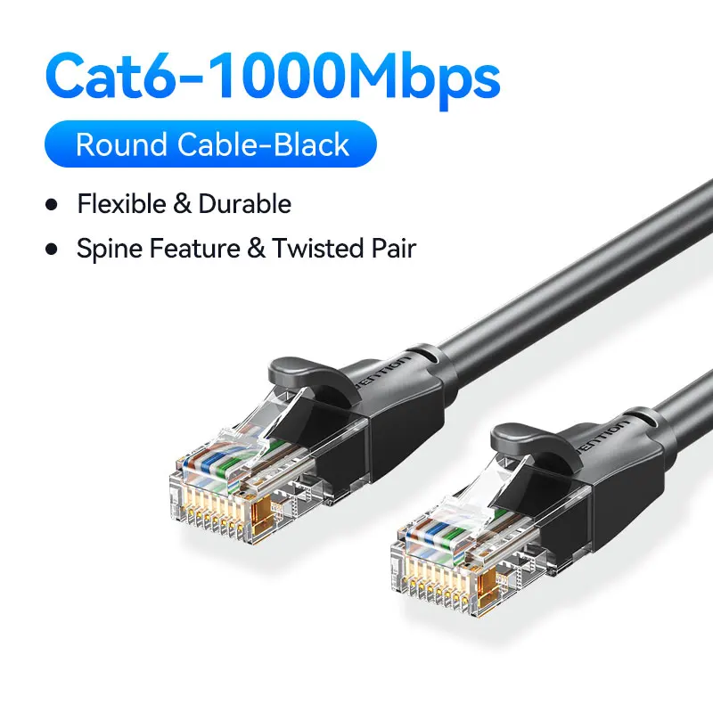 Vention Cat6 UTP Ethernet-patchkabel 1000 Mbps gouden LAN-kabel voor gaming PS5/Xbox/PC, snelle internet RJ45 Ethernet-kabel