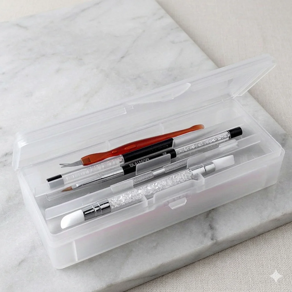Transparent Nail Studio Set Nail Tool Storage Box Makeup Travel Box Cosmetics Storage Small Accessories Storage Nail Tool Storag