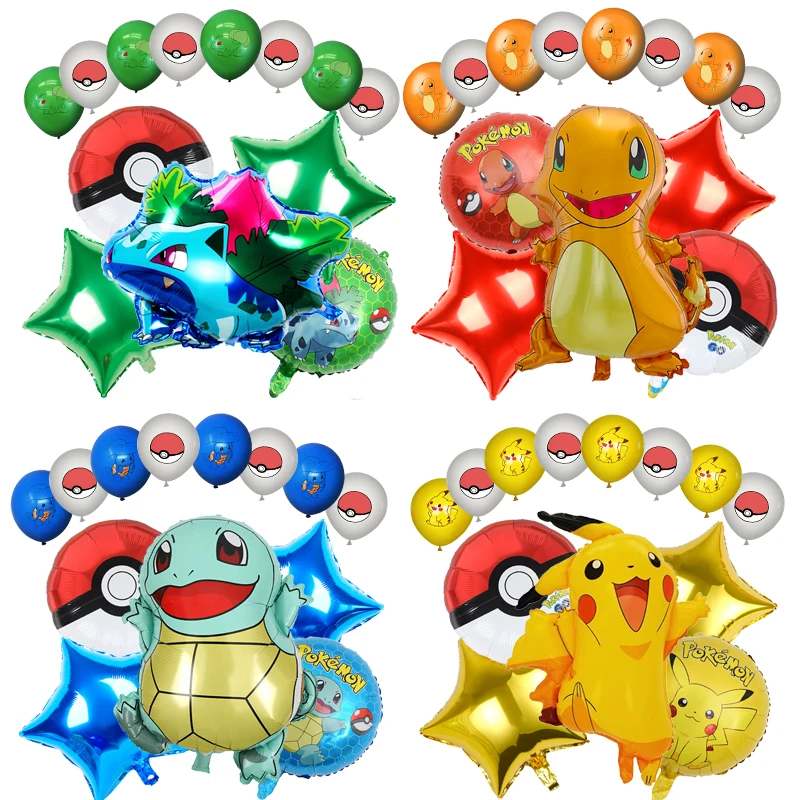 

13pcs Pokemon Balloons for Birthday Cartoon Aluminium Foil Round Party Supplies Multi Pikachu Toys Decoration Baby Shower Gifts