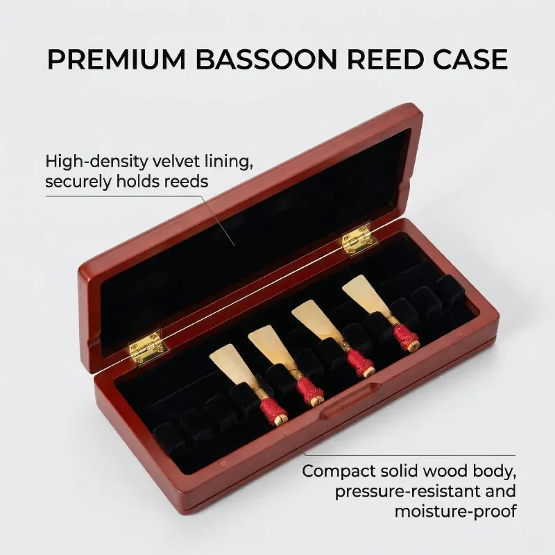 1PCS Bassoon Reed Storage Case Made of Maplewood, store 20 Pcs Reeds