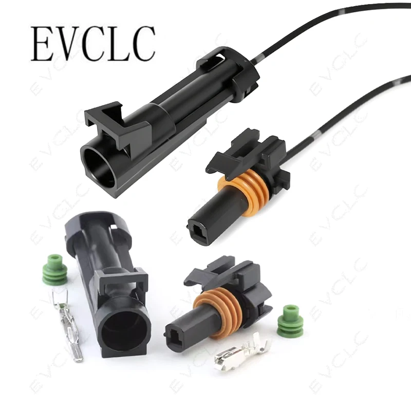 1 Set 1-Pin Car Wiring Harness Connector Waterproof Plug 12065172/12065171 for Automotive Oil Pressure Sensor Male Female Plug