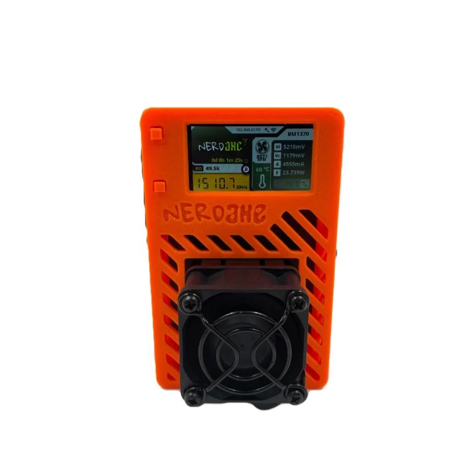 Nerdaxe Gamma 601 1.5TH/s BTC Miner BM1370 ASIC Crypto Lottery Machine with Quiet Fan Home Solo Mining, Orange  Color