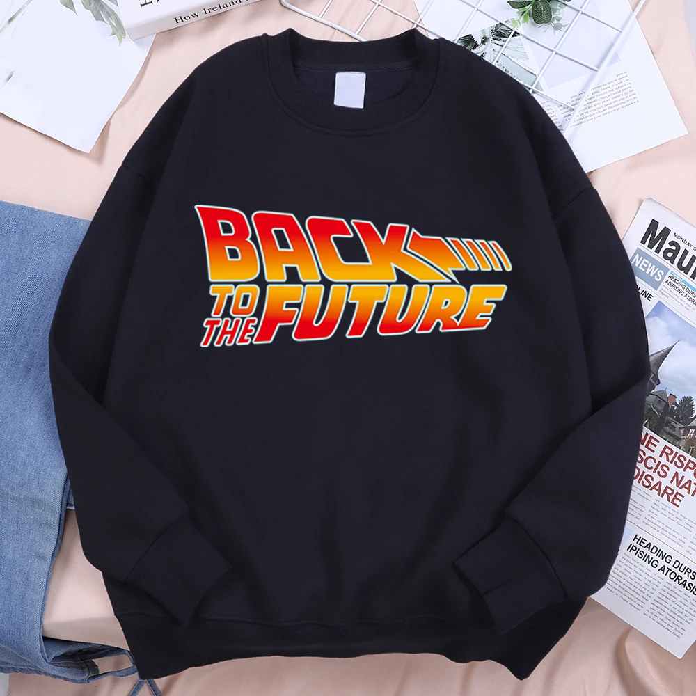 Back To The Future 영화 로고 까마귀 남성 빈티지 캐주얼 Hoody Anime Loose Sweatshirt 하라주쿠 양털 후드 Crewneck Clothes
