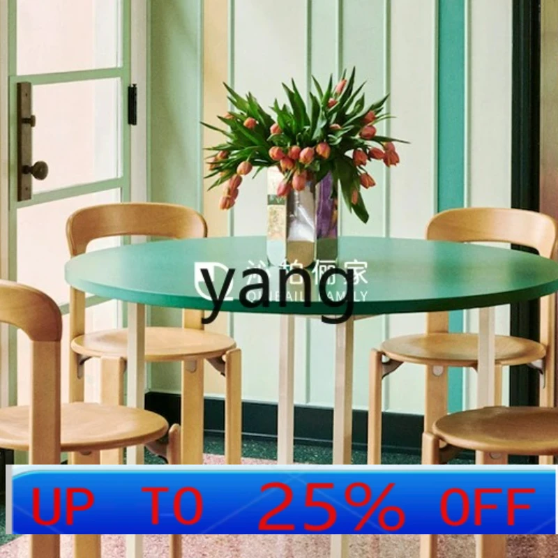 

Lmm simple light luxury household small apartment color dining table round Nordic leisure negotiation table round table