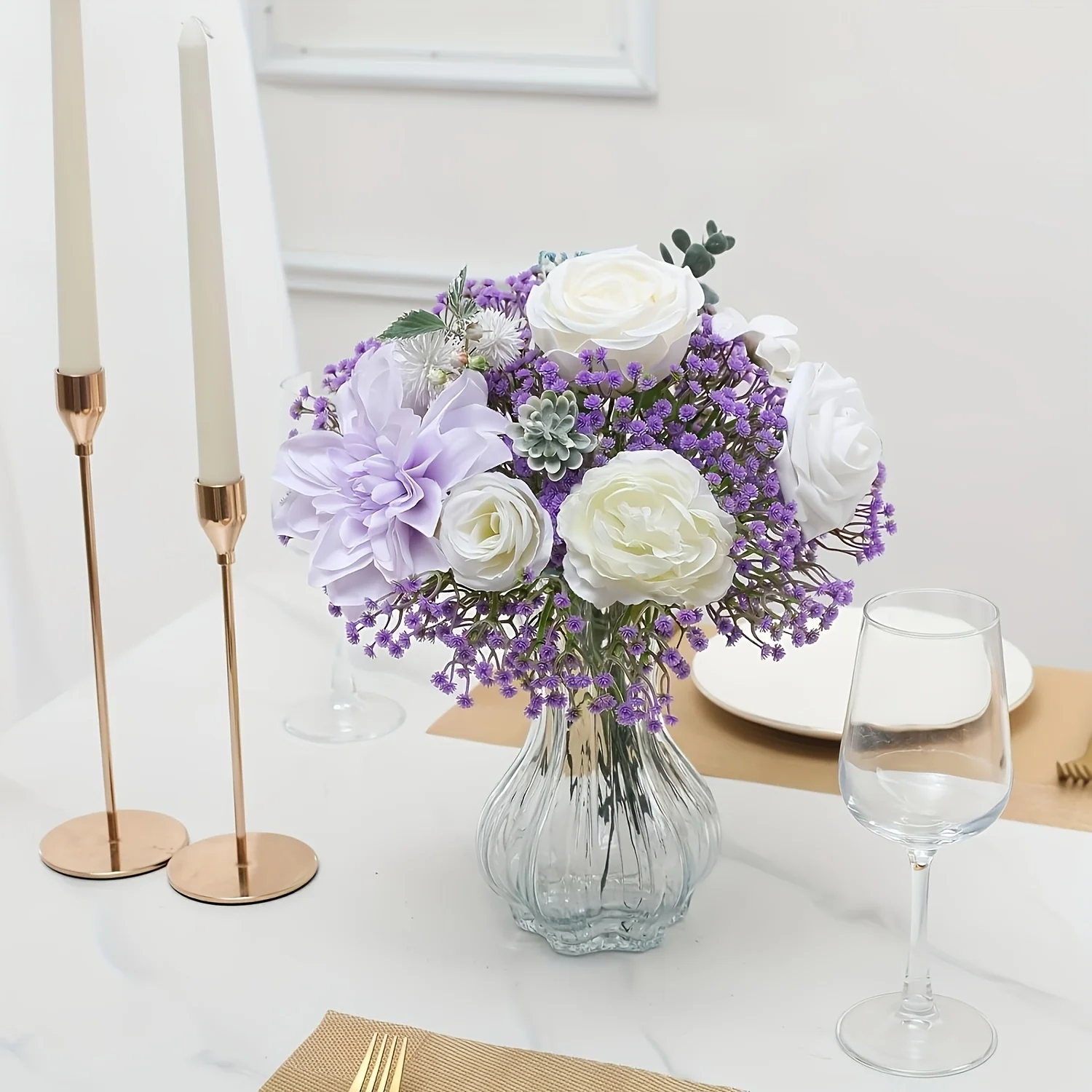 15 قطعة زهور التنفس الاصطناعية للأطفال الأرجواني جيبسوفيلا البلاستيك ورد صناعي لحفل الزفاف لتقوم بها بنفسك الأزهار ديكور حديقة المنزل #5