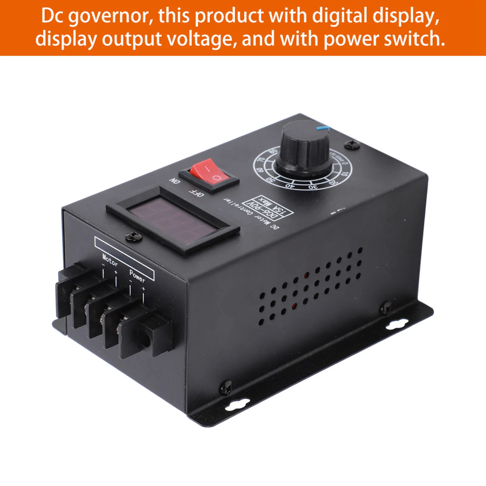 Controlador de velocidade do motor, universal 6V - 90V PWM Controle de velocidade do motor de corrente contínua PLC 15A Governador Volt Display