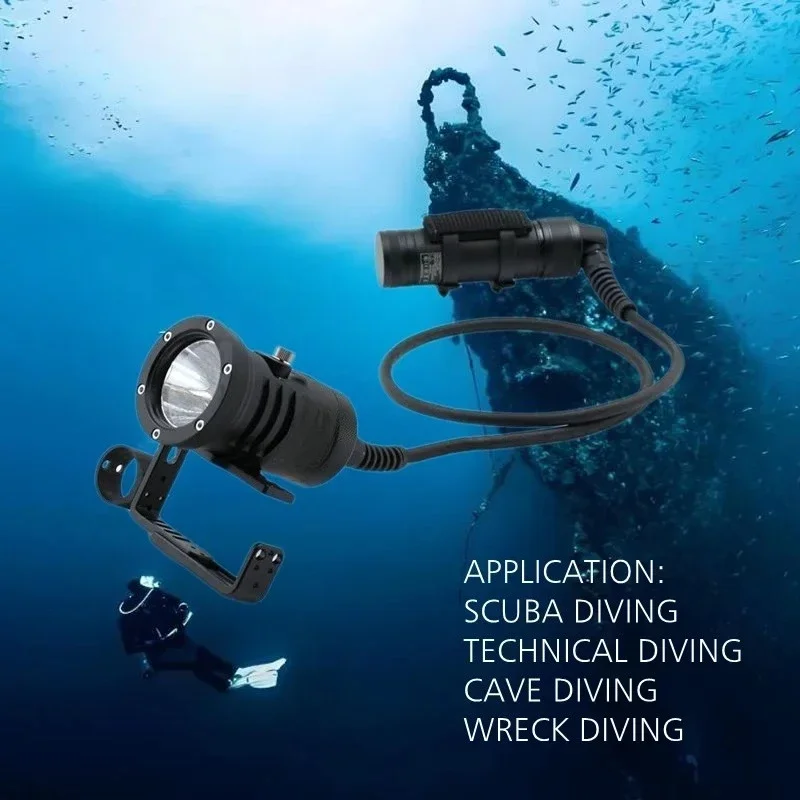 SBT90 Rechargeable 6000 Lumen LED Canister Lamp IP68 150M Waterproof Underwater Scuba Diving Light Technical Diving Light