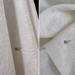 White Patterned Jacquard Fabric for Sewing Apparel Windbreaker Jacket Cheongsam Dress Designer Fabrics Cloth Wholesale