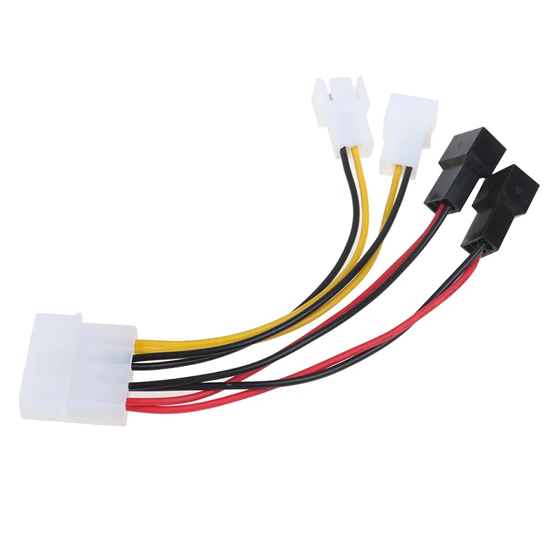 Molex ao cabo de alimentação do fã de 3 pinos, 1 parte, adaptador de 4 pinos, 12v x 2/ 5v x 2, para refrigerar do computador, cpu, caso do PC