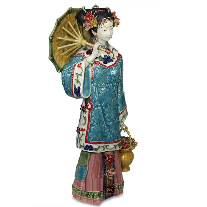 ANTIQUE BEAUTIFUL WOMEN FIGURINES CHINESE FEMALE PORCELAIN FASHION DOLLS SCULPTURES VINTAGE COLLECTIBLE STATUE HOME DECOR R2390