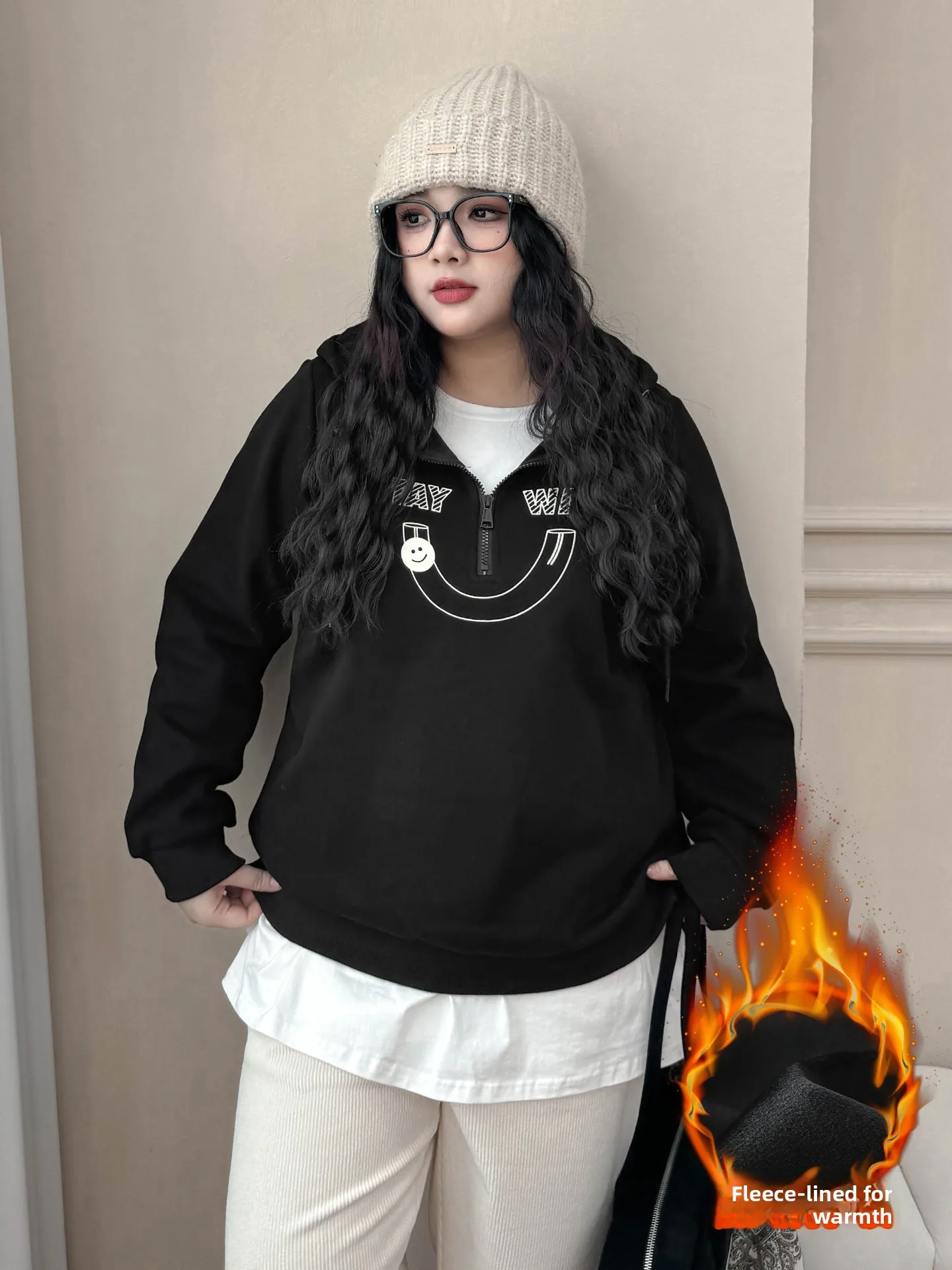 

Женская толстовка больших размеров с креативным лицом, длинный свитшот с принтом на подкладке Sve Fce, теплый осенне-зимний топ