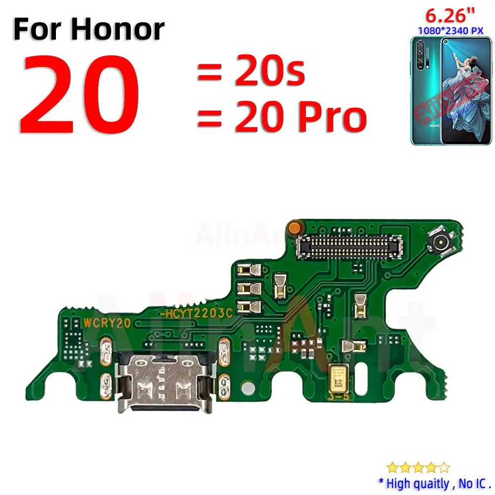 Aiinant USB Mic Sub Board Dock Charger Connector Charging Port Flex Cable For Huawei Honor View 20 Lite Pro 20i 20s X7 X8 X9