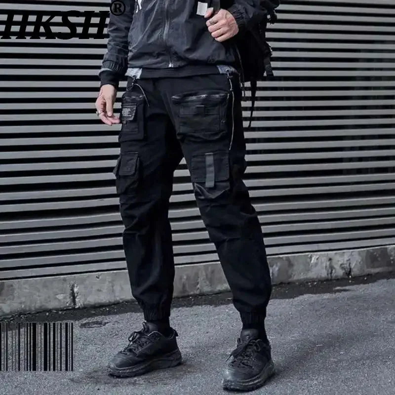 HKSH ربيع الخريف جديد الرجال المد ملابس داكنة السراويل البضائع شارع العليا الاتجاه عادية اقتصاص طماق الشرير Ins وزرة التكتيكية HK0005