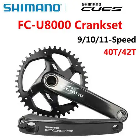 SHIMANO-platos y bielas CUES U8000 para bicicleta de montaña, FC-U8000, 9/10/11 velocidades, manivela de 170MM/175mm, 40T/42T