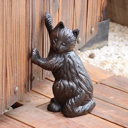 Cast Iron Cat Door Stop Decor Metal Standing Animal Sculpture Stop Your Bedroom Bath And Exterior Doors In Style Vintage Rustic