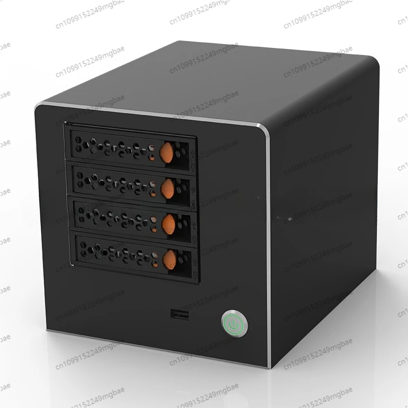 Black Square NAS Storage Chassis Server 4 Disks Aluminum Alloy Panel Computer Chassis