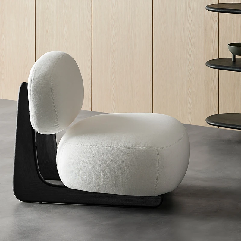 Soft stone leisure chair, minimalist fabric, floor to floor cotton and linen, modern lazy sofa chair