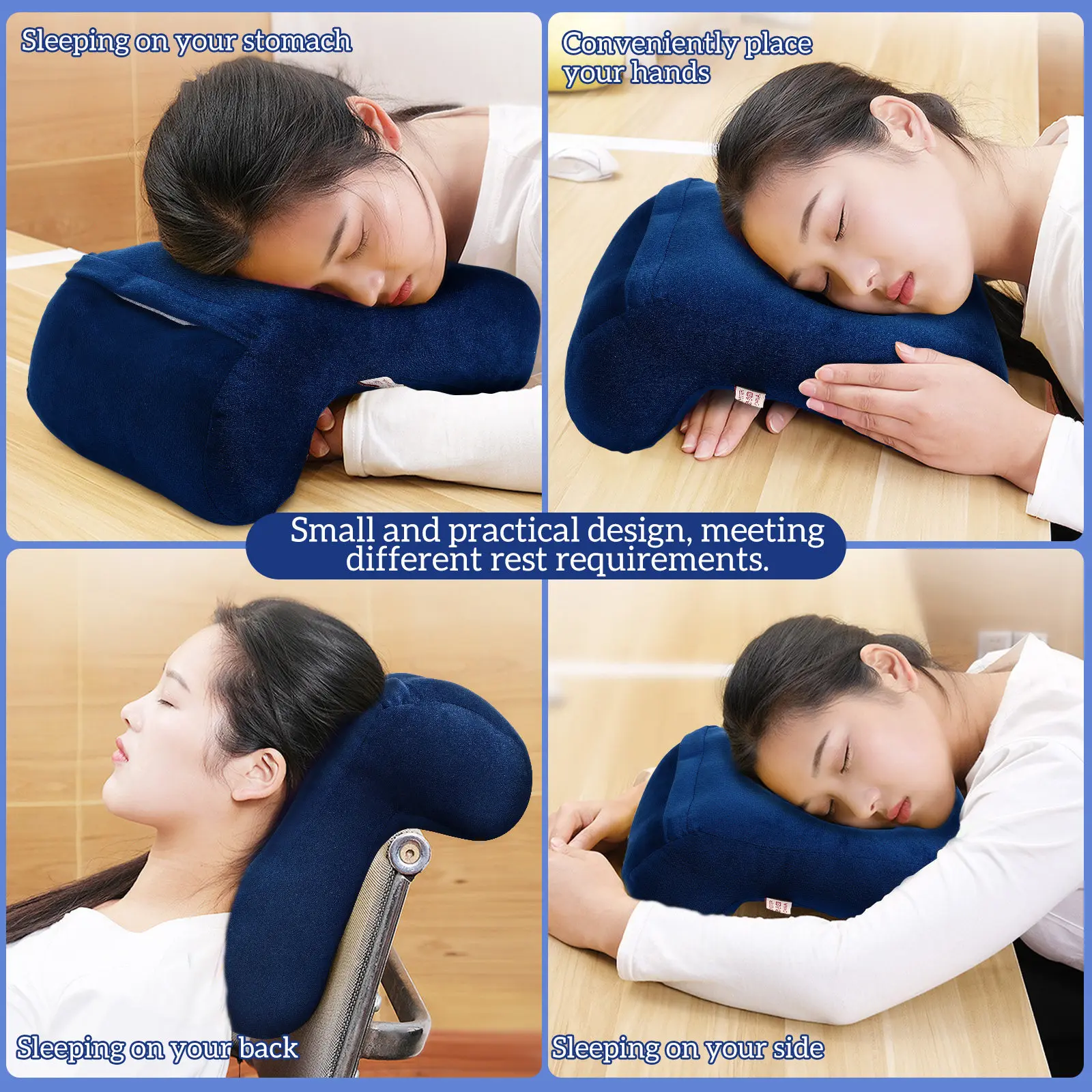 Desk Nap Pillow Face Down Office Pillow Ergonomic Design Elevated Height Breathable Fabric for Power Naps Travel School Use