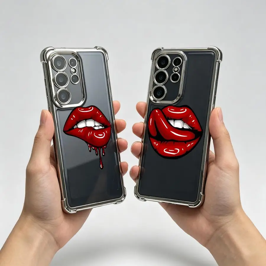 Bite Red Lips Phone Cover Case for Samsung Galaxy A24 A52 A33 A50 A54 A34 A15 A05 A23 A51 A53 A57 A73 A13 A12 A37 A16 A06