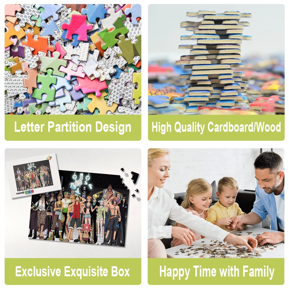 Puzzle personnalisé avec image de dessin animé pour adultes et enfants, Tangram, Anime, Multi-taille, Une pièce, famille, jouets personnalisés