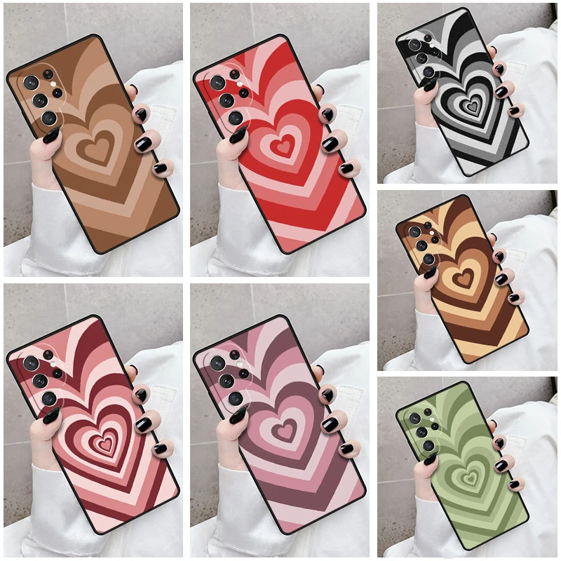 Phone Case For Samsung Galaxy S24 S23 S21fe S22 Ultra Plus Note 10 20 S8 S9 S10 Cover Latte Love Brown Heart Aesthetic