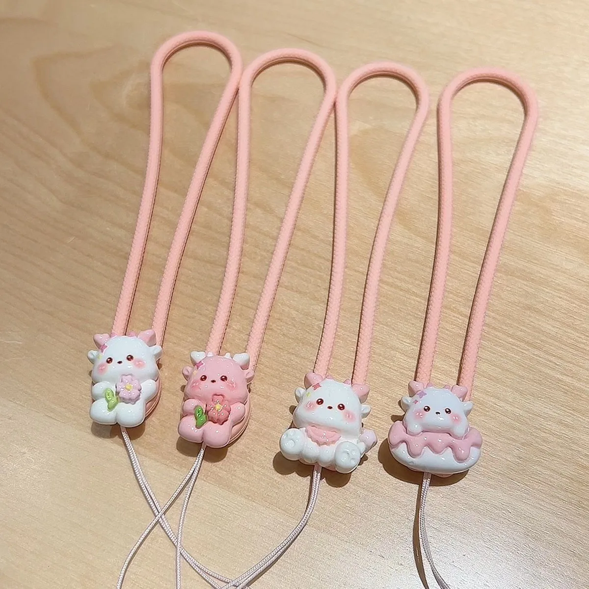 Pink Cute Short Hanging Cord CCD Keychain Silicone Phone Wrist Strap U Disk Earphone Pendant Camera Chain Decoration