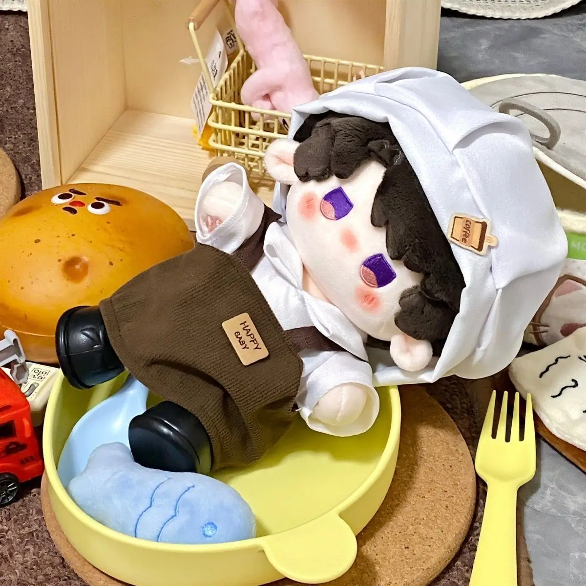 Set di vestiti per bambole in cotone da 20 cm, bambola da chef in peluche, set di sostituzione per abbigliamento esterno super economico e carino in stock