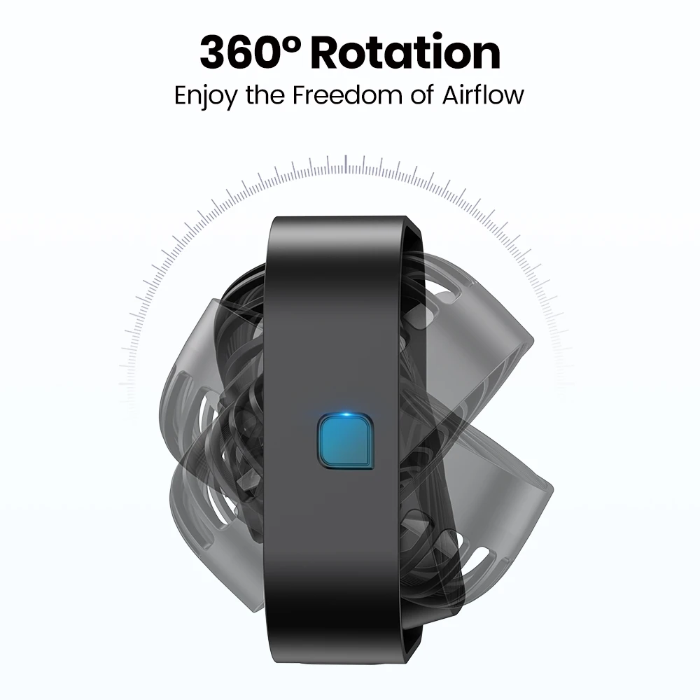 مروحة مكتب USB TOPK، مروحة صغيرة صغيرة، تدفق هواء قوي وتشغيل هادئ، 3 سرعات رياح 360 درجة °   رأس قابل للدوران لسطح المكتب المنزلي