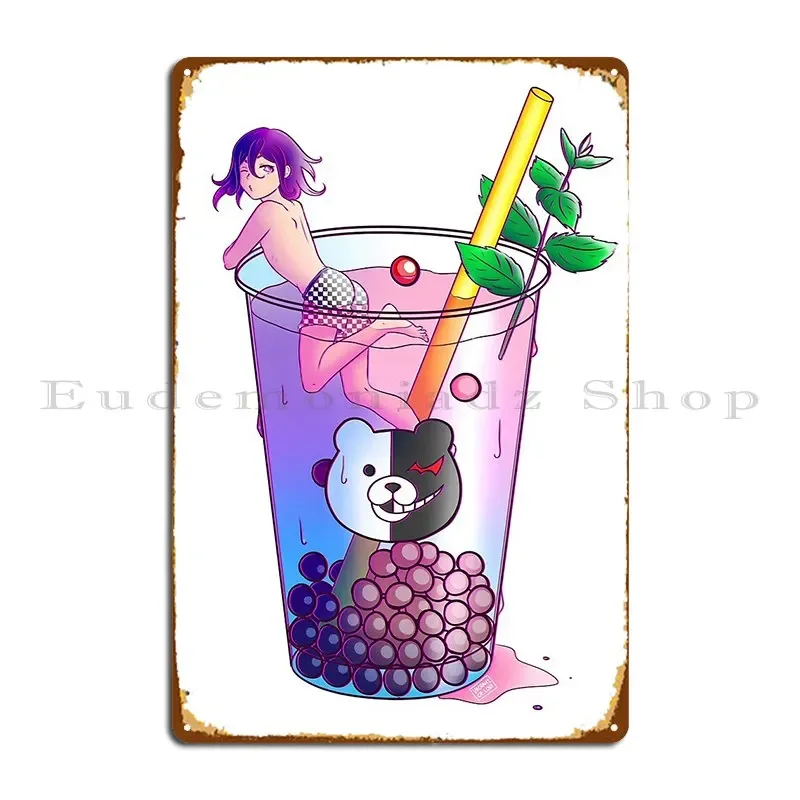 Kokichi Oma Bubble Tea - Placa metálica con diseño retro para el hogar, cartel de lata impreso para fiestas