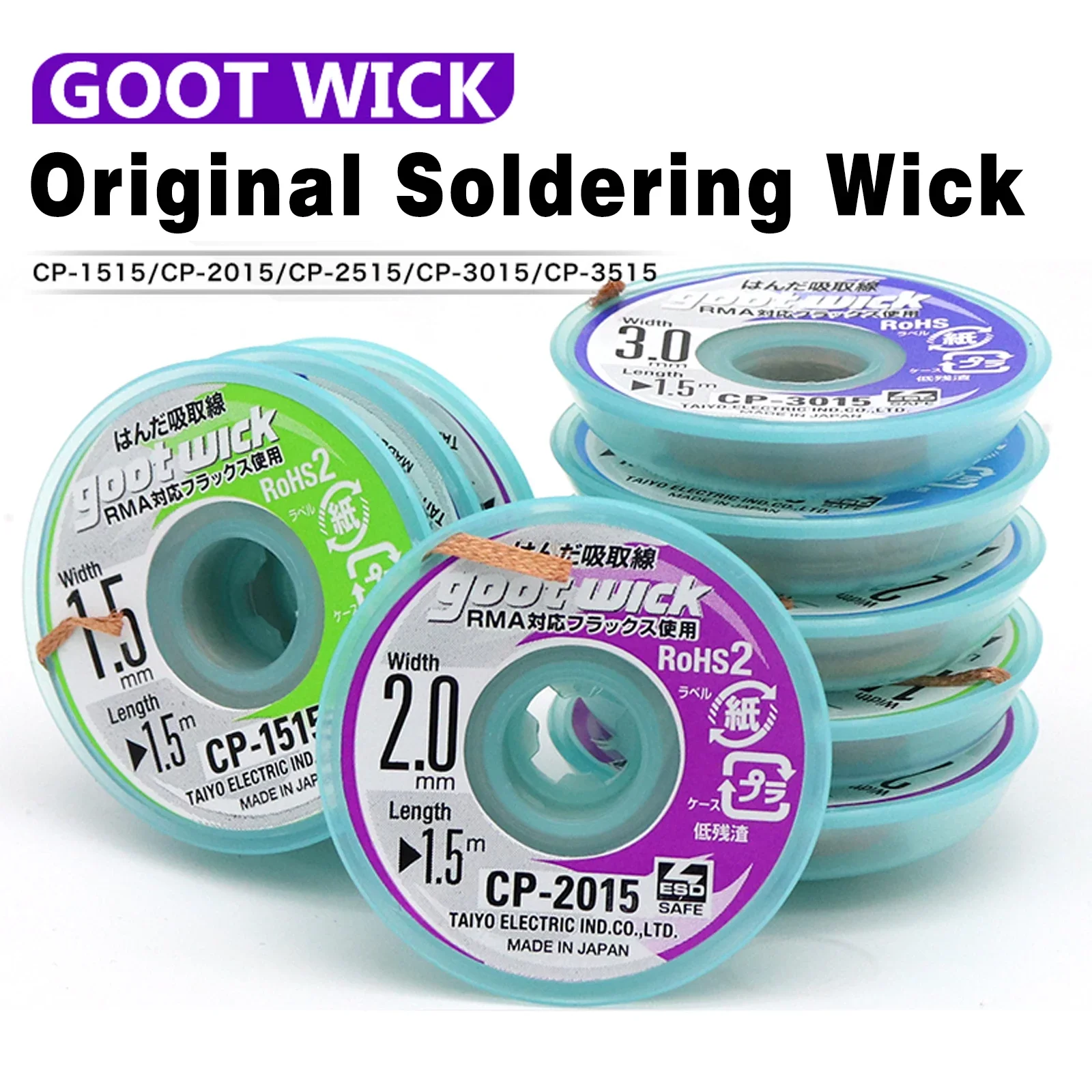 GOOT Original High Quality Desoldering Wick With Braided Copper Wire CP2015 1515 3015 3515 2515 BGA Solder Paste Remover tools