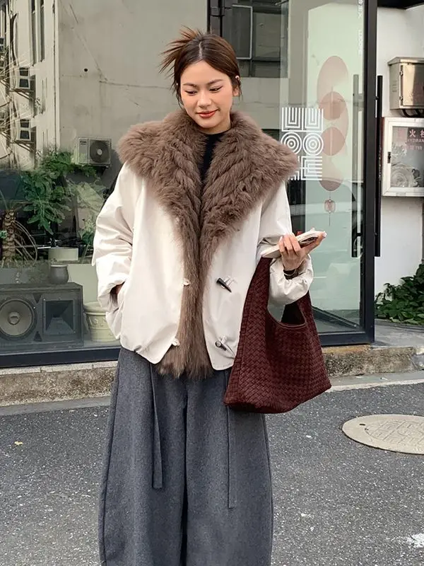 

Lapel Top Short Jacket Women's Winter Warm Padded Pie Overcome Fashion Loose Version