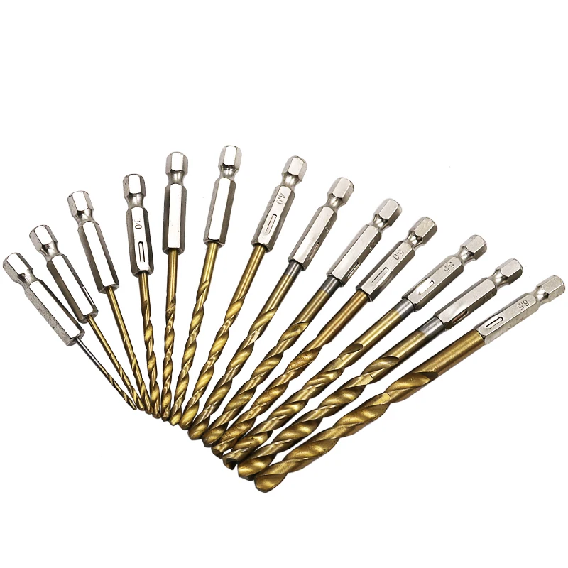 Hexagonal handle Fried Dough Twists drill multi-function screwdriver, pneumatic screwdriver, titanium plated drill bit