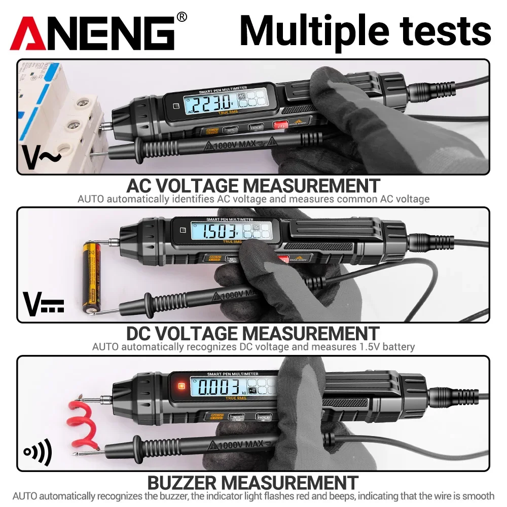 Aneng a3005 digitaler Multimeter Stift Typ 4000 zählt profession elles Messgerät berührungs los Auto AC/DC Spannung Ohm Dioden tester für Werkzeug