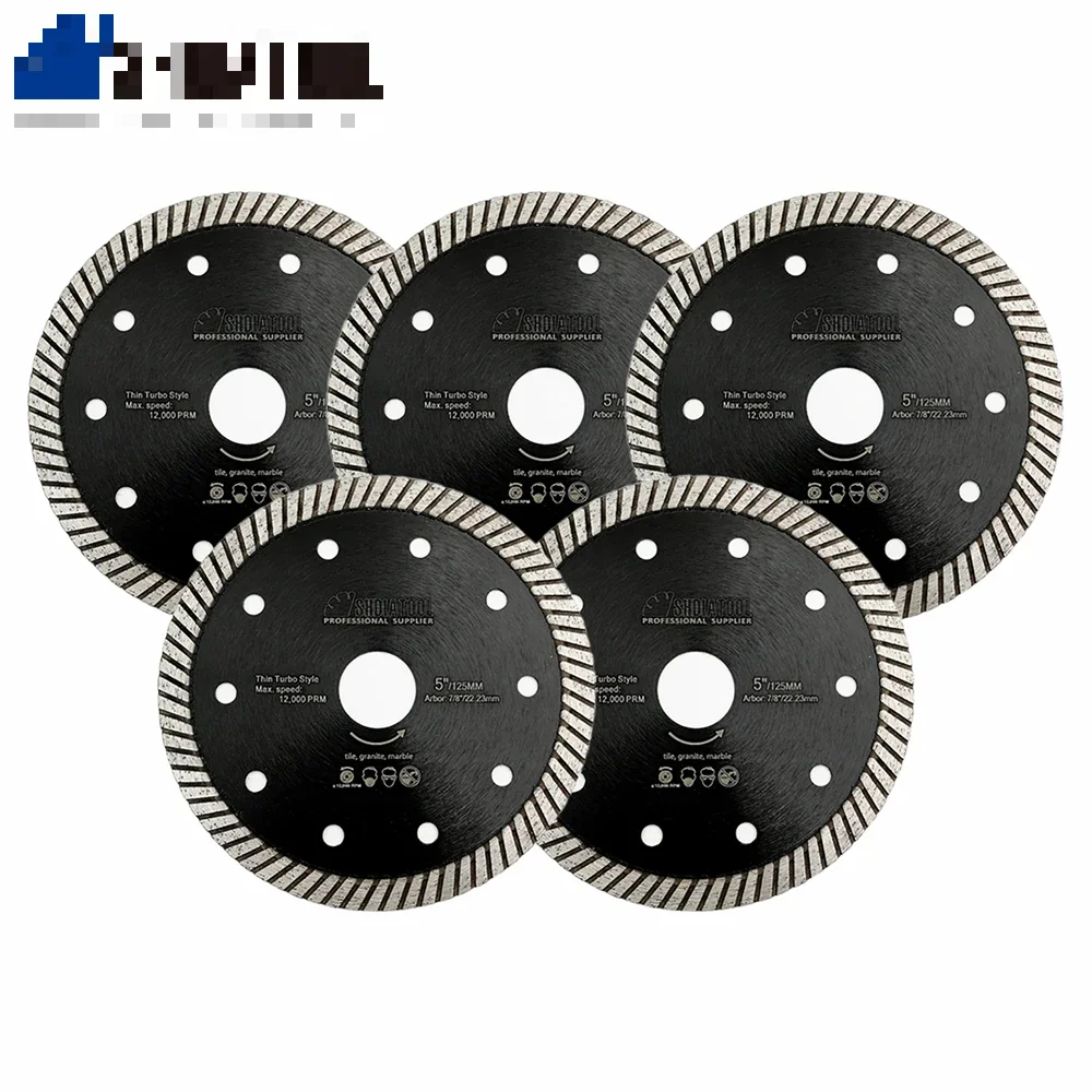 5Pcs Dia125mm Superthin Diamond Turbo Saw Blade Ceramic Tile Marble Granite Cutting Disc 5inch Circular Disc Cuttertool parts