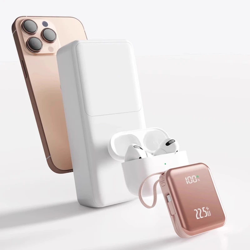 5V Multi-capacity battery Portable Fast-charging Power Bank with Built-in Cable for Apple and Android Devices