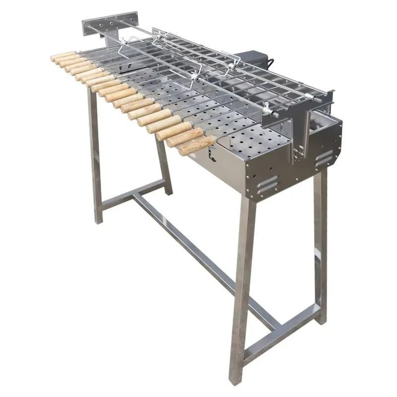 Modern Outdoor BBQ Cypriot Grill Top Rotisserie Kebab Skewers Automatic Charcoal Grill for Outdoor Kitchen