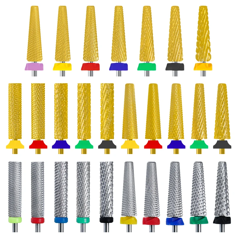 24mm Long Tungsten Steel Nail Drill Bits Golden Durable Milling Cutter Carbide F M C XC Size Manicure Accessories Tools Supplies