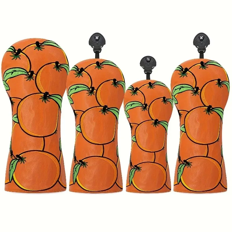 Bright Orange Golf Club Head Cover - Heavy Duty Citrus Lemon and Lime Design, Dustproof and Durable, Golf Accessories