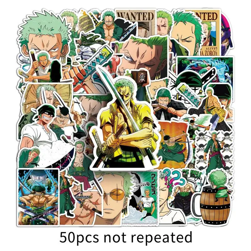 50 Stück Kawaii One Piece Zoro Aufkleber Anime Cartoon Notebook Wasserbecher Dekorieren Aufkleber Student Wasserdicht DIY Aufkleber Geschenk