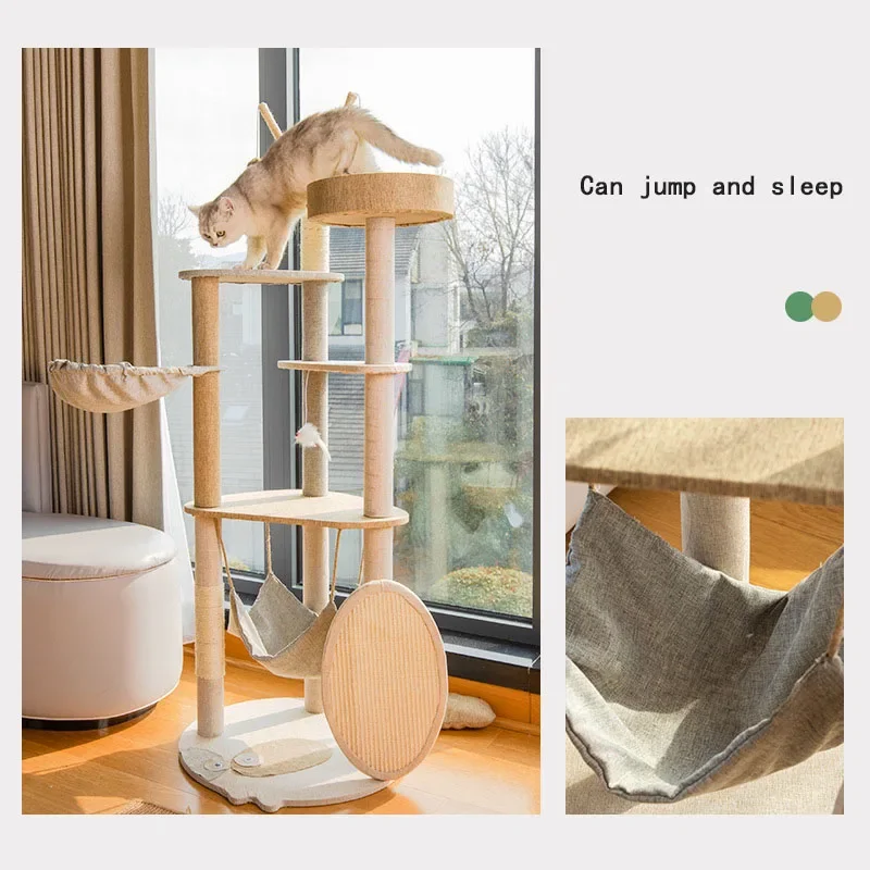 High Quality Large Luxury Cat Tree Multi-Level Solid Wood Cat Condo Floor to Ceiling Design Sustainable Feature