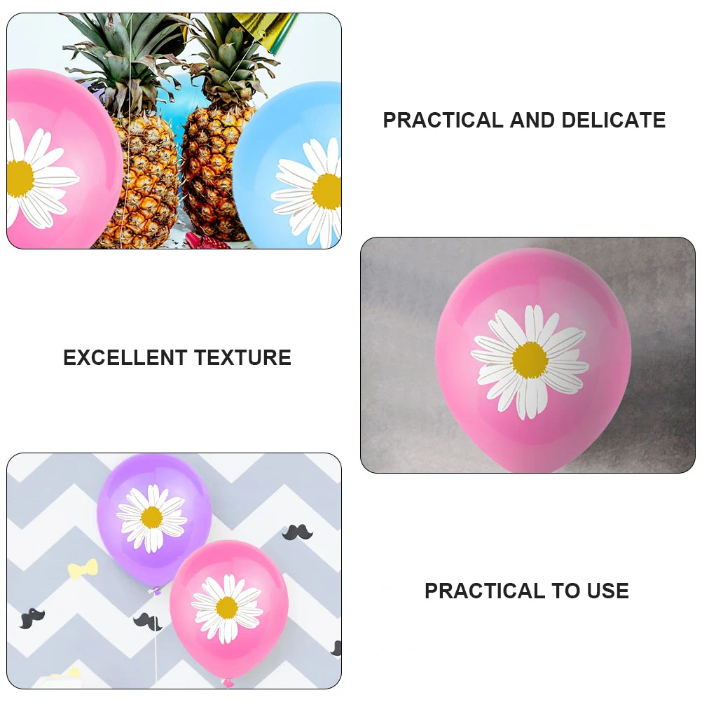 

62pcs Daisy Pattern Scene Layout Party Decor Birthday Festival Balloons Bright Color Durable Material For Photo Props Party