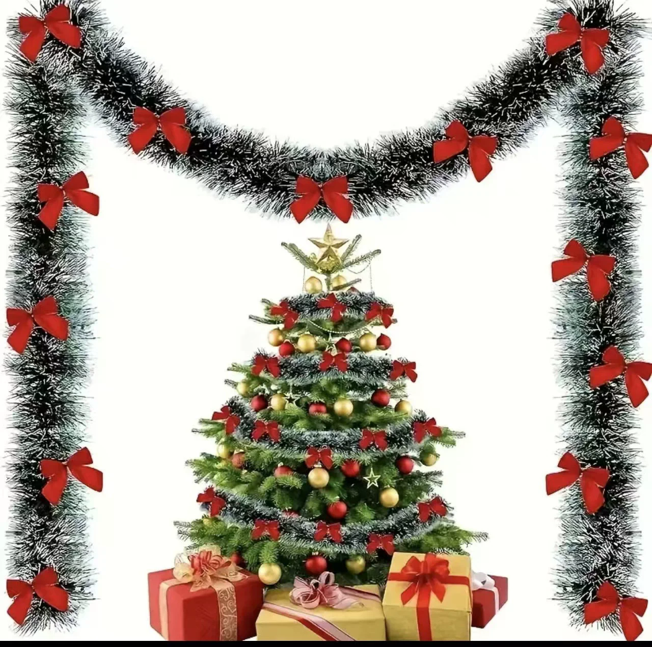 2M Wholesale Christmas Ribbon Garland Green Cane Tinsel Ribbons Xmas Tree Hanging Pendent Wreath Ornaments Home Party Supplies view 6